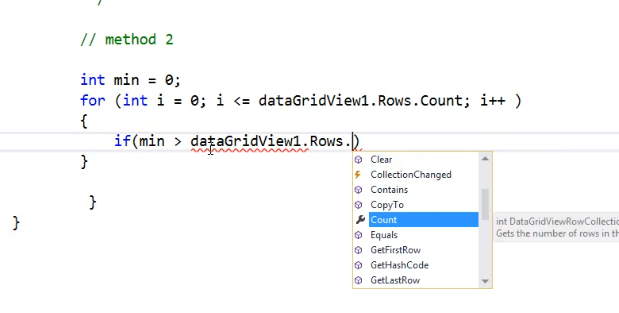فیلم آموزشی نمایش کوچکترین مقدار یک ستون در DataGridView با زبان #C
